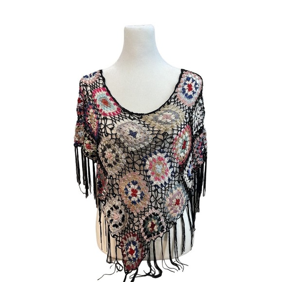 Body Central Unique Boho Crocheted Shawl One Size - Picture 1 of 7